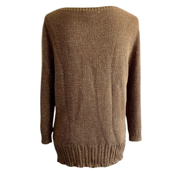 Ralph Lauren Women's Cable Knit Gold Metallic Sweater Size XL - Picture 3 of 9
